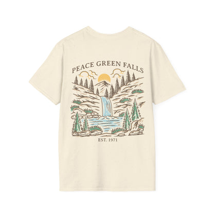 "Peace Green Falls" Natural Tee