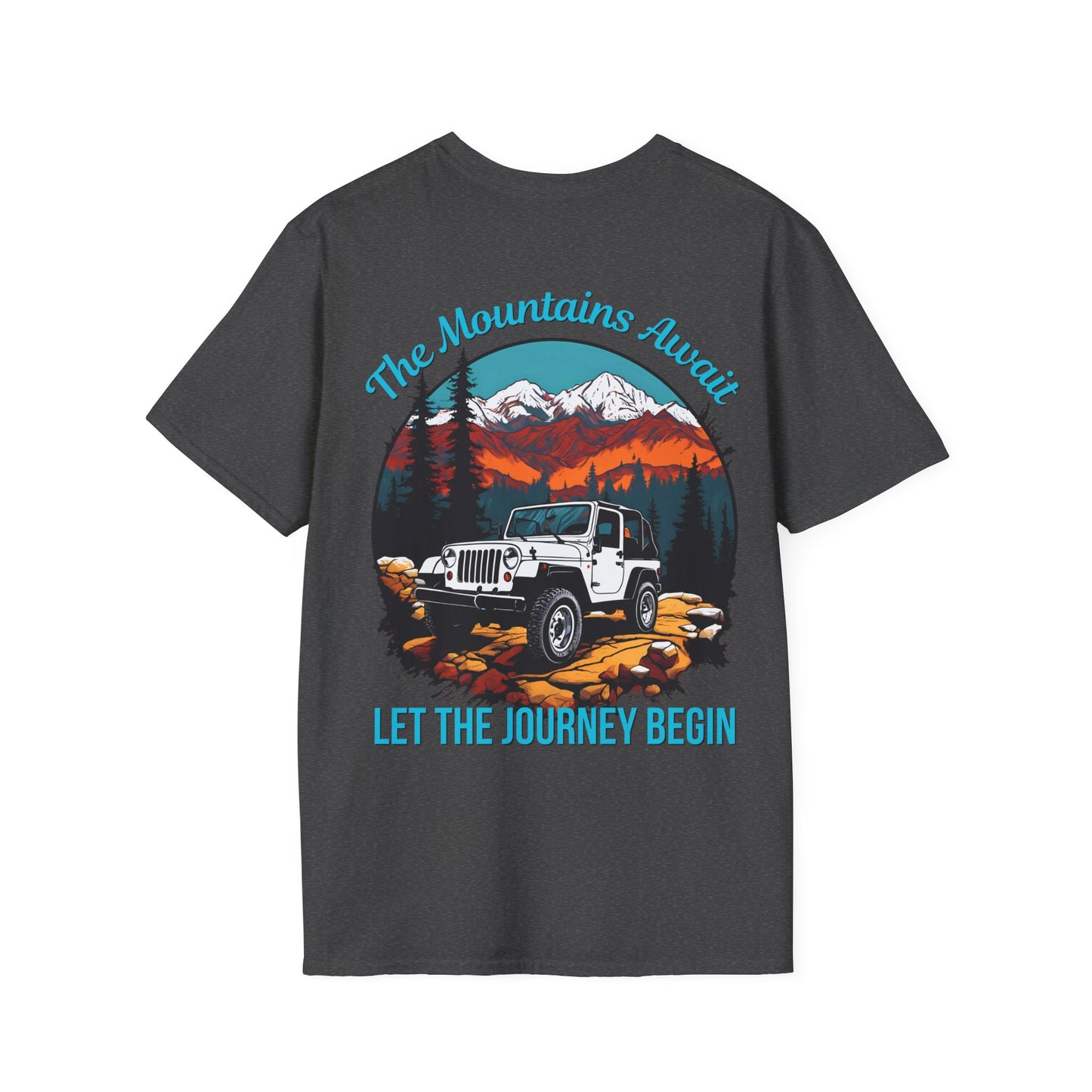 "The Mountains Await" Dark Heather Tee