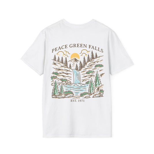 "Peace Green Falls" White Tee